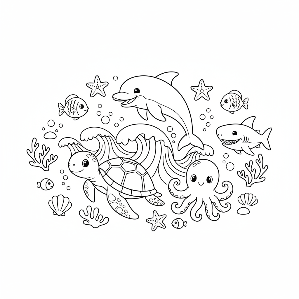 Coloriage coloriage animaux marins 2
