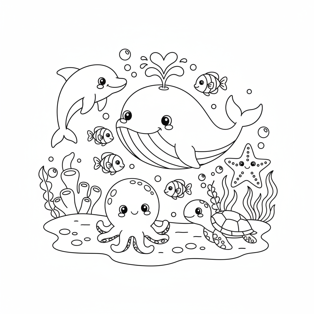 Coloriage coloriage animaux marins maternelle 3