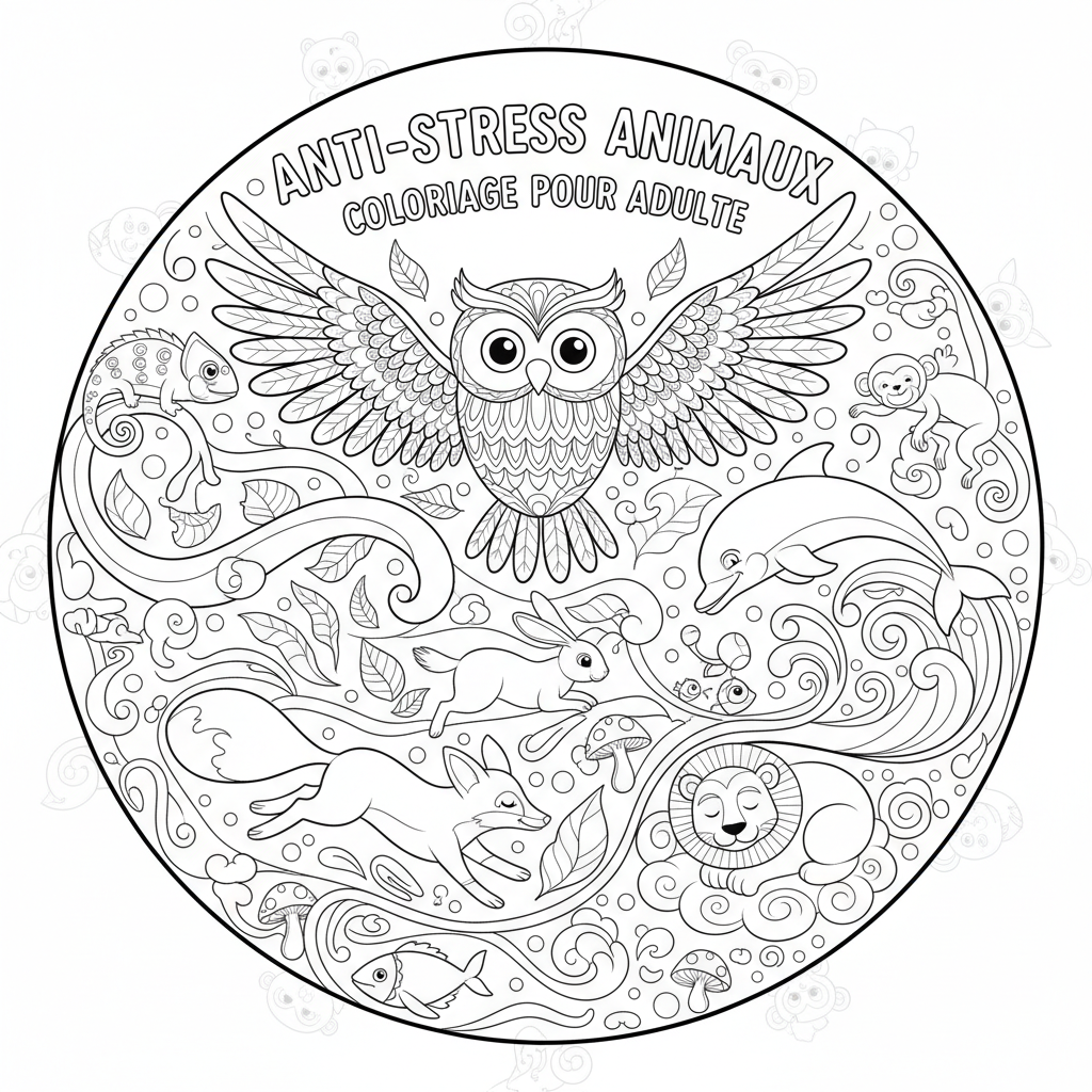 Coloriage coloriage animaux pour adulte 5