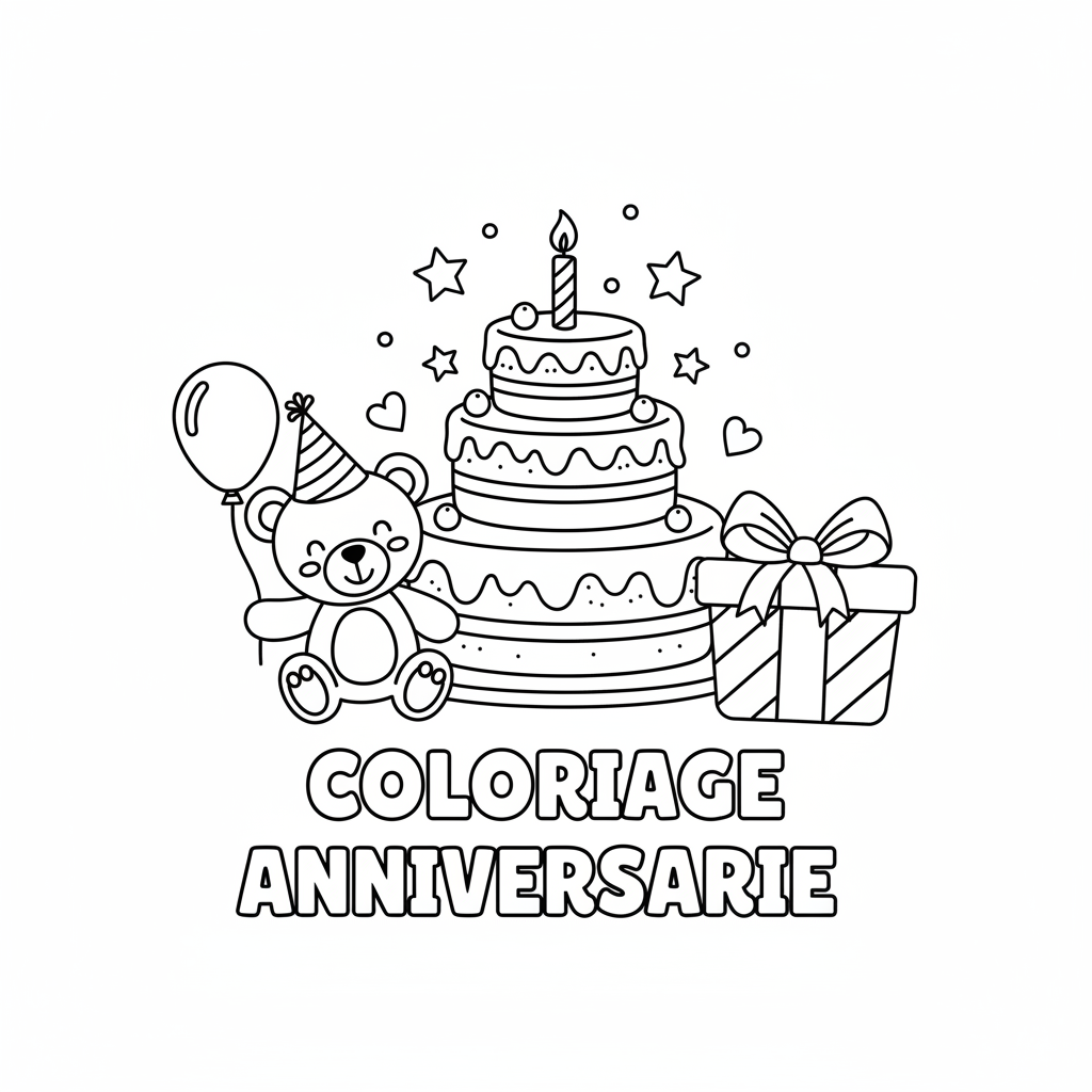 Coloriage Anniversaire Gratuit à Imprimer pour Enfants