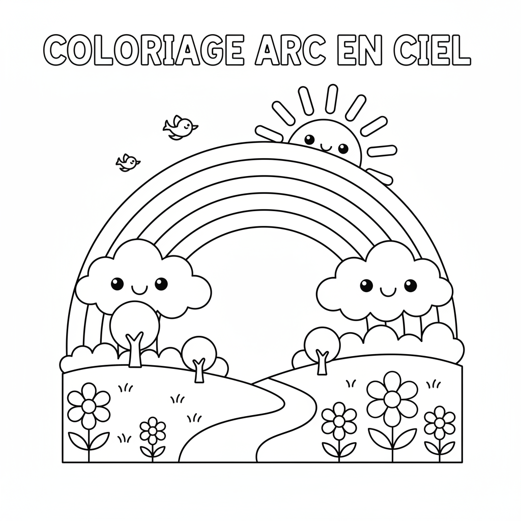 Coloriage coloriage arc en ciel à imprimer 3