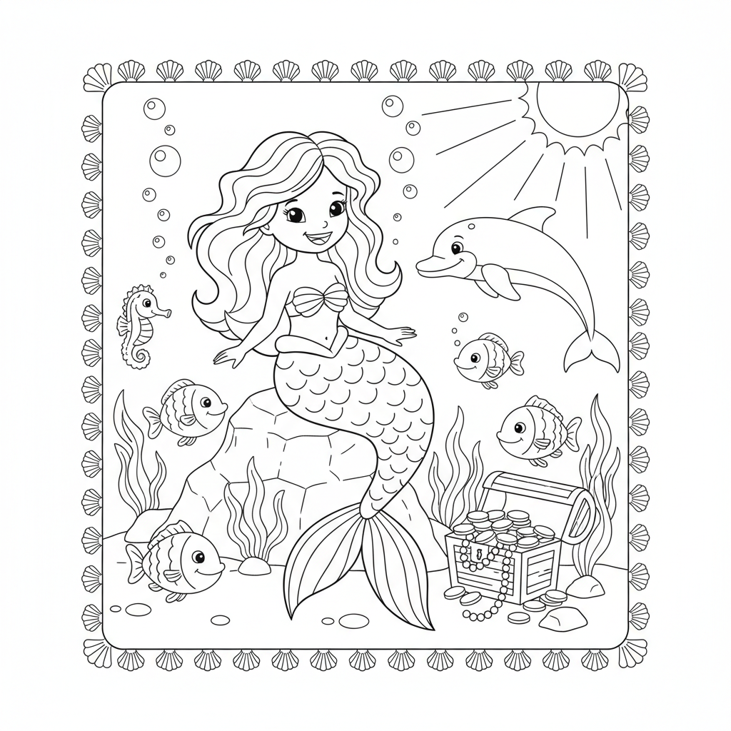 Coloriage coloriage ariel la petite sirène 2