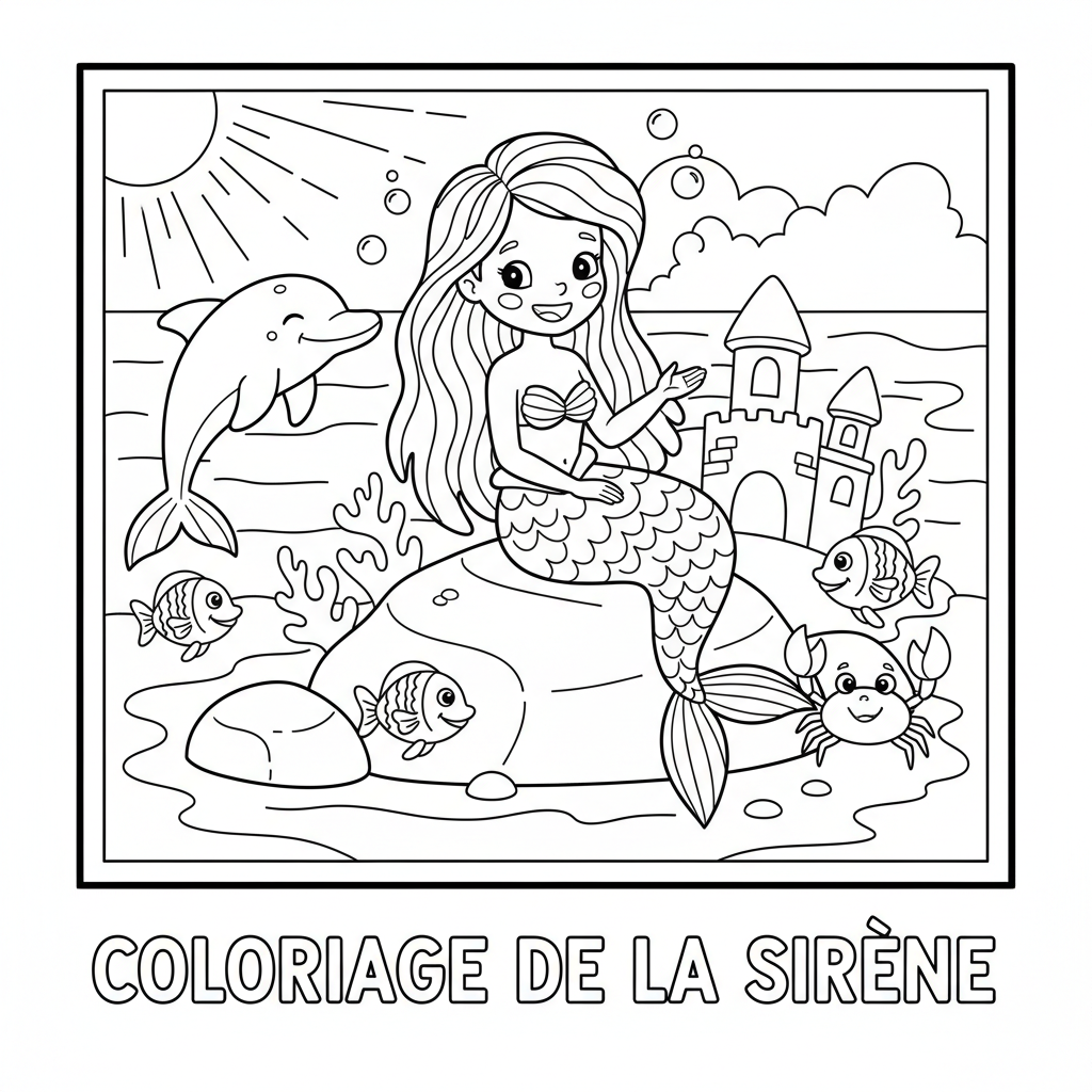 Coloriage coloriage ariel la petite sirène 3