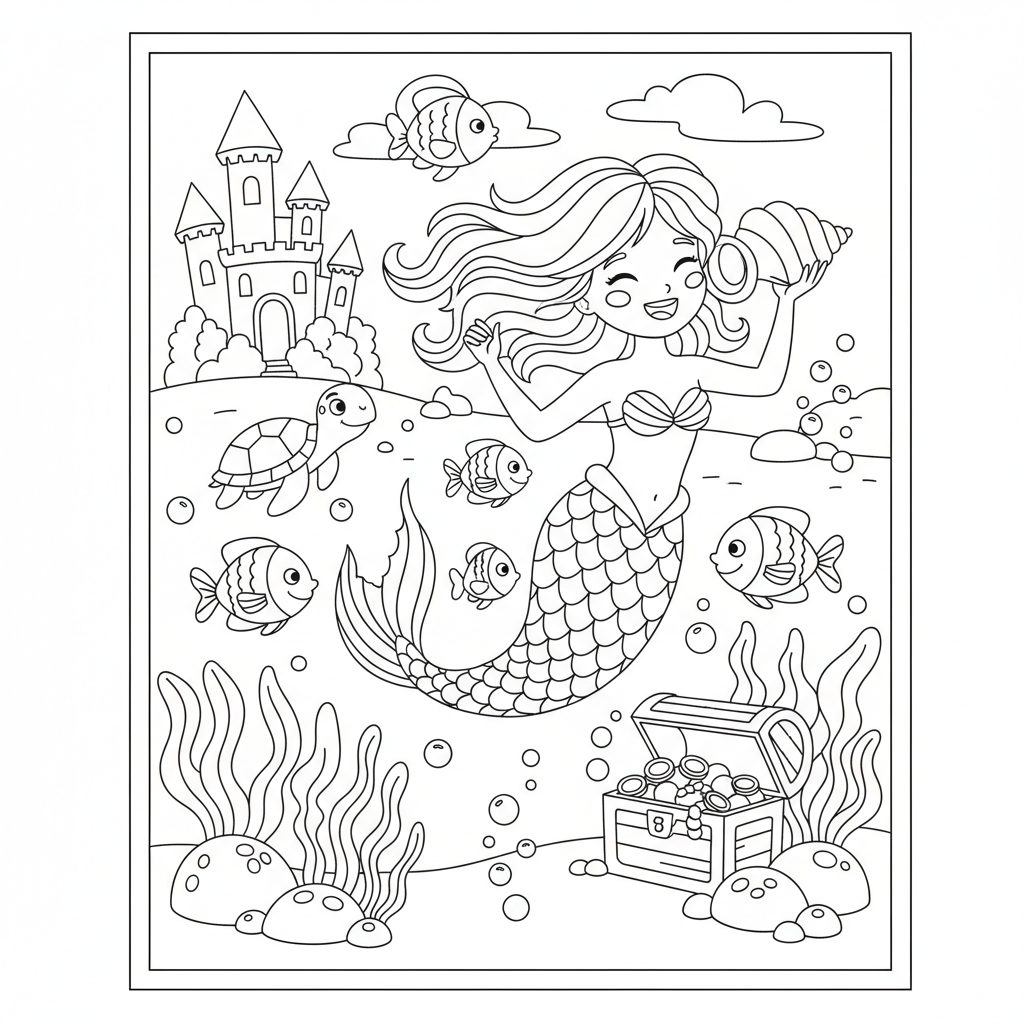 Coloriage coloriage ariel la petite sirène 5