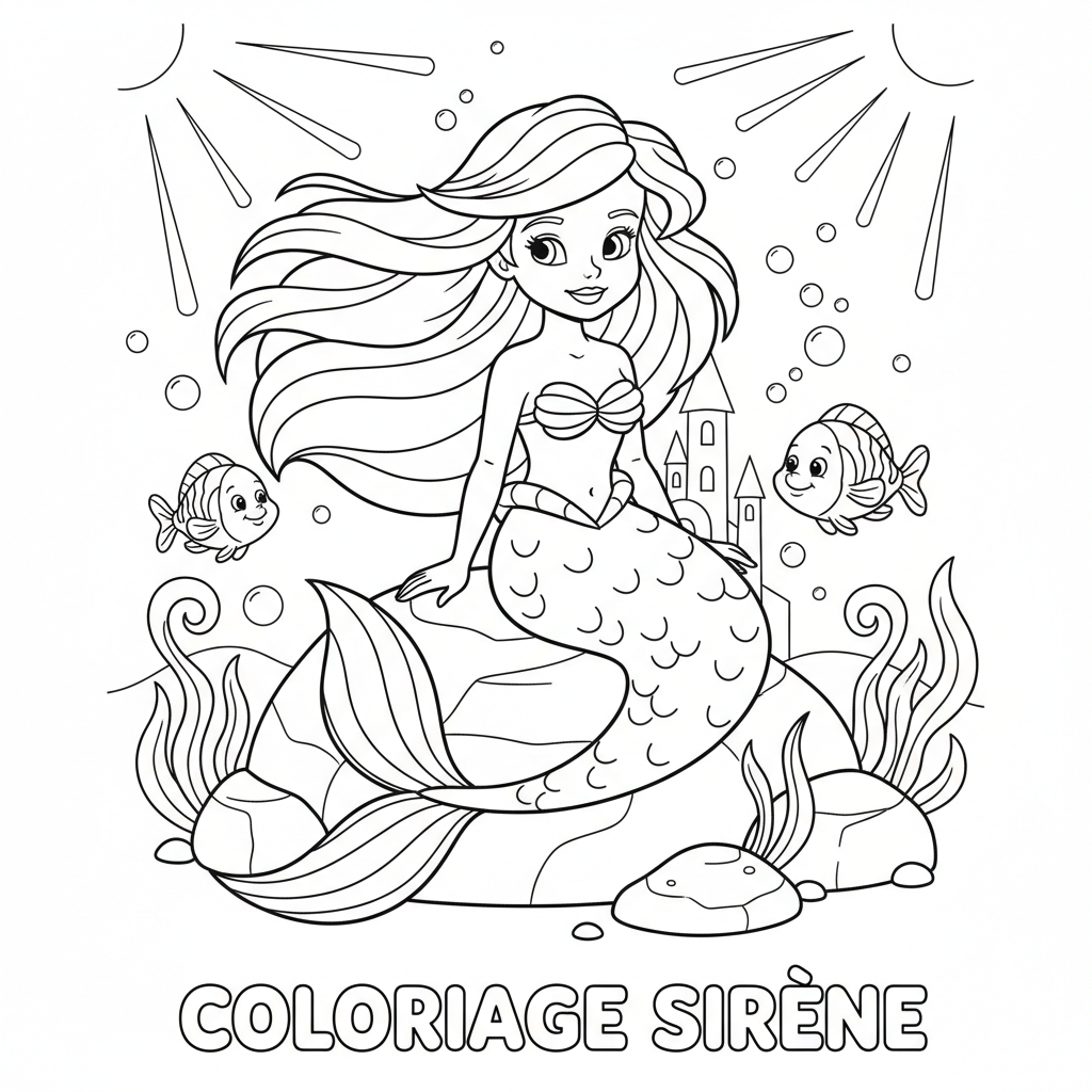 Coloriage coloriage ariel petite sirene 3