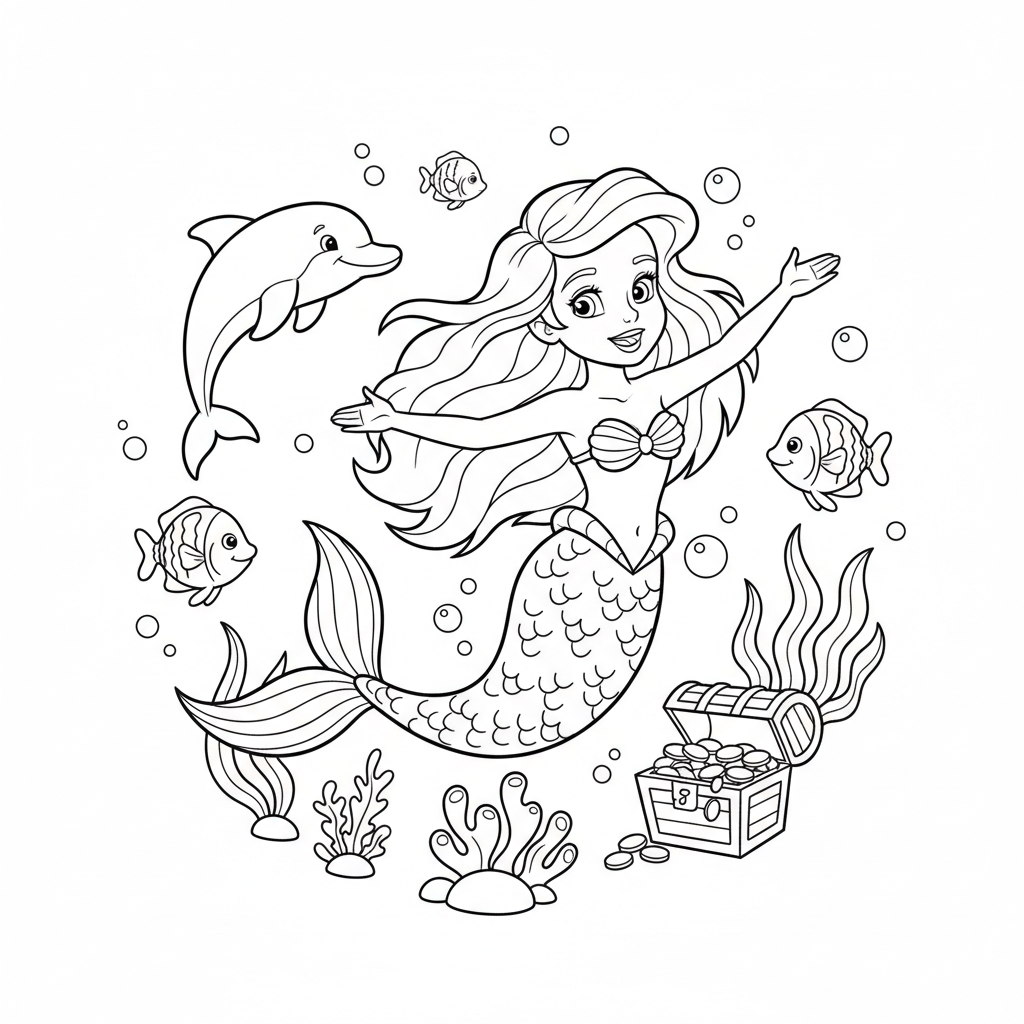 Coloriage coloriage ariel petite sirene 5