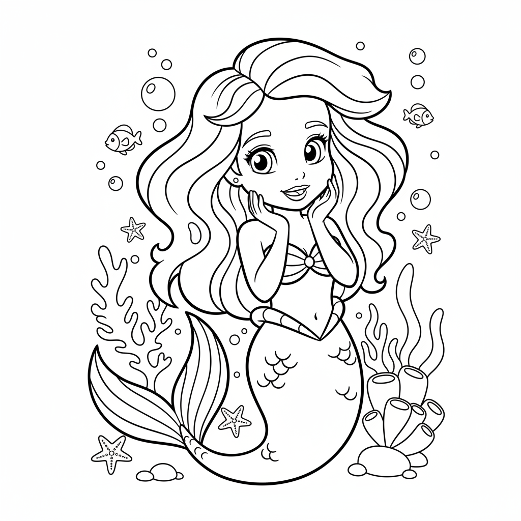 Coloriage coloriage ariel sirene 4