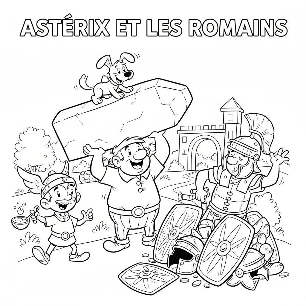 Coloriage Astérix Et Obélix Et Les Romains Gratuit à Imprimer