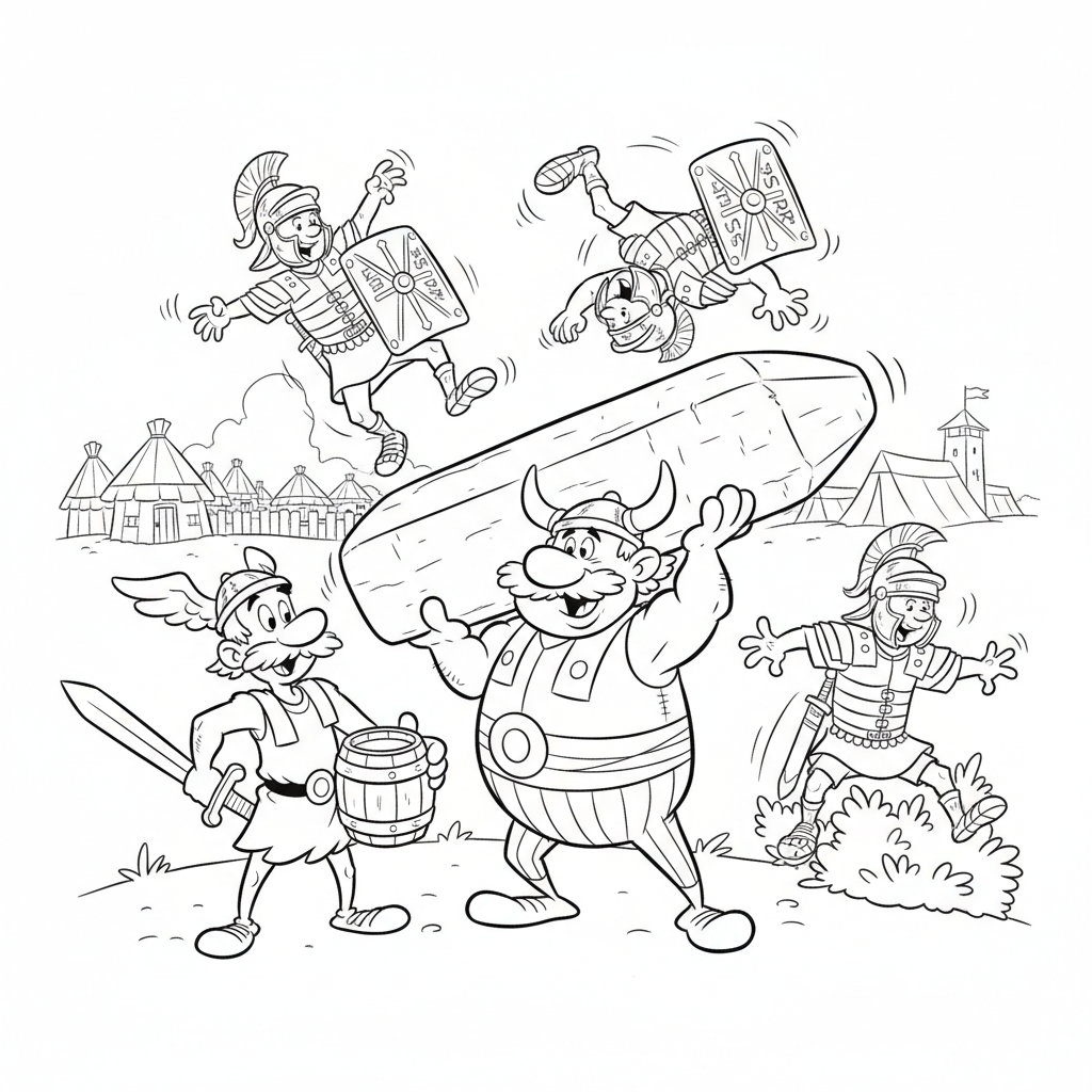 Coloriage coloriage astérix et obélix et les romains 2