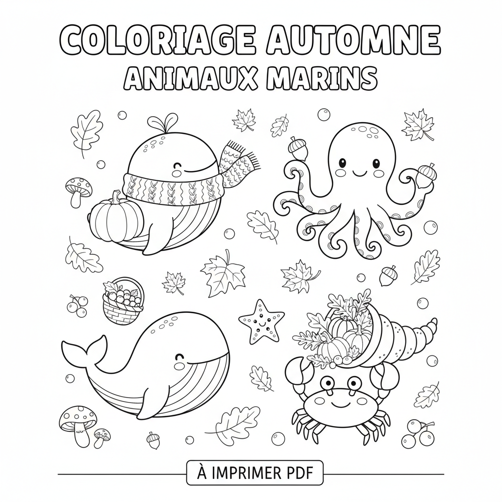 Coloriage Automne à Imprimer PDF Gratuit pour Enfants