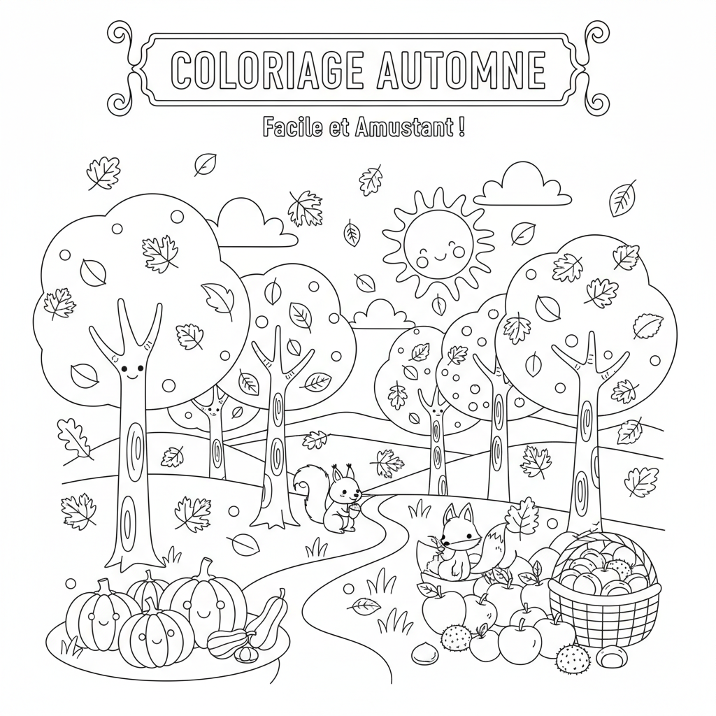 Coloriage coloriage automne facile 2