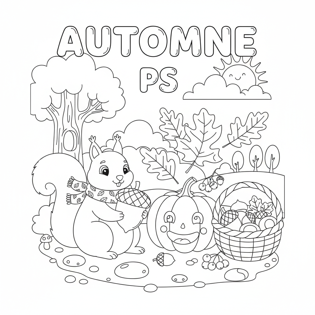 Coloriage Automne PS Gratuit à Imprimer pour Enfants