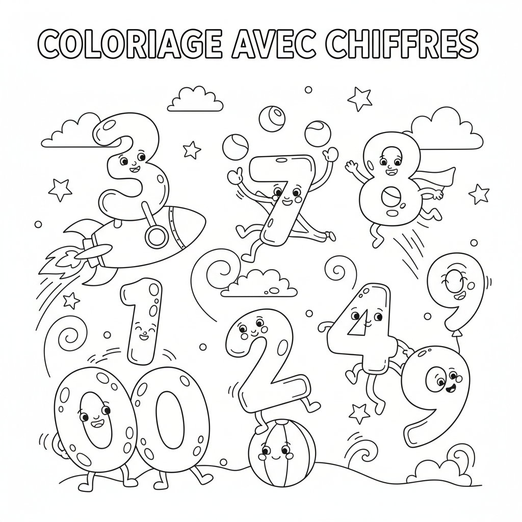 Coloriage coloriage avec chiffre 5