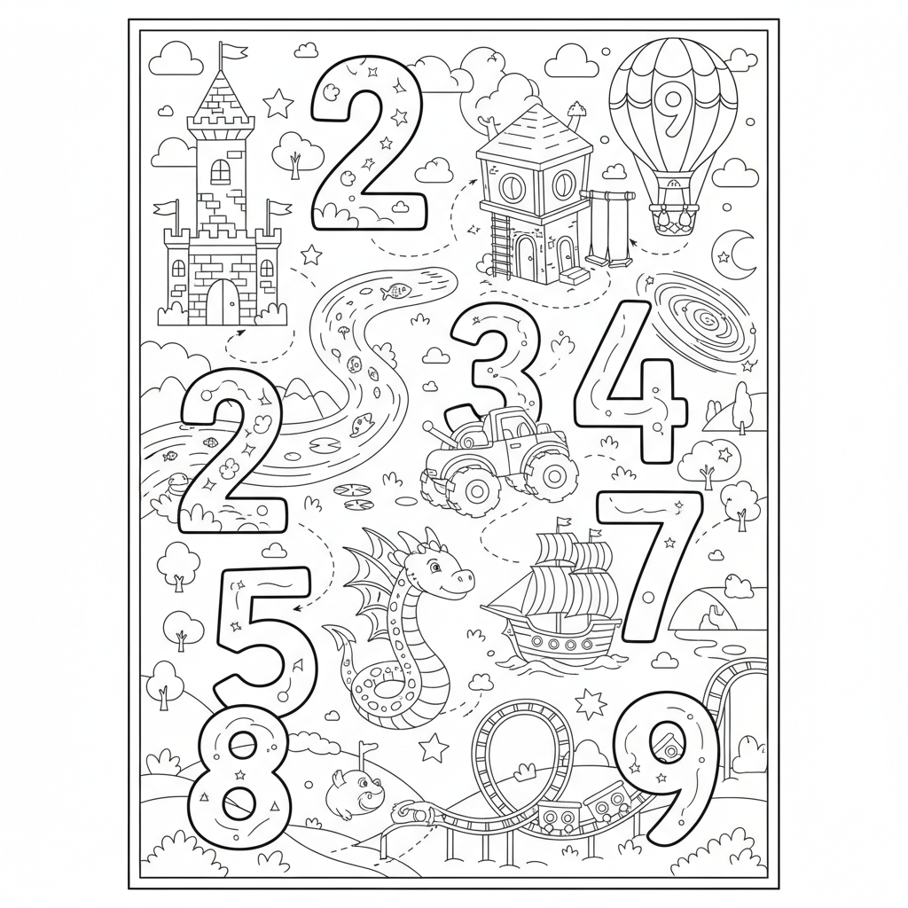 Coloriage coloriage avec chiffre à imprimer 2