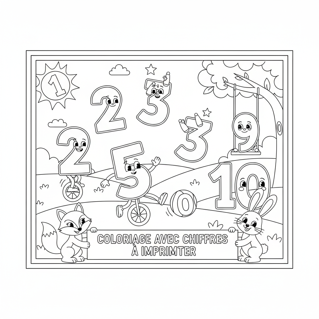 Coloriage coloriage avec chiffre à imprimer 5