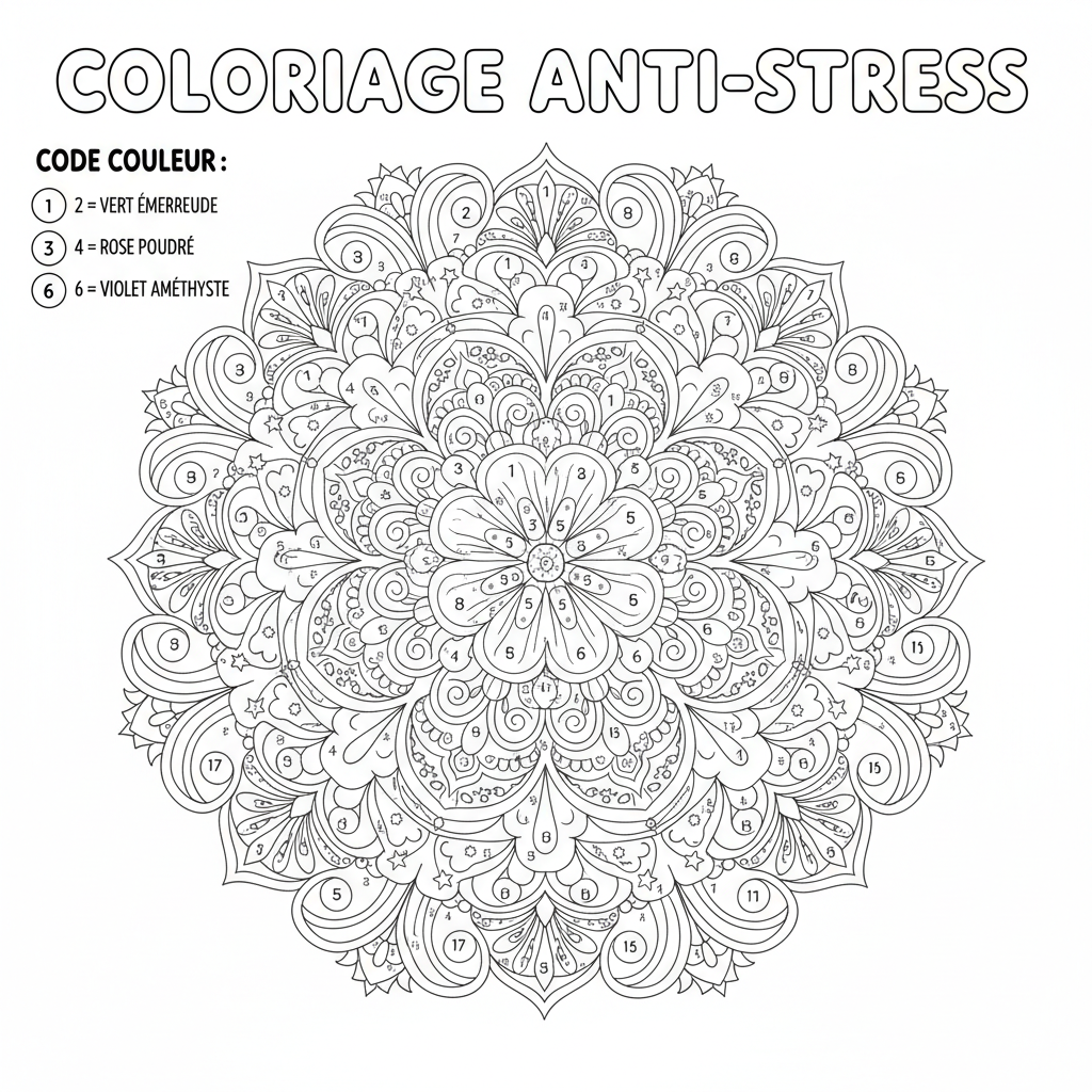 Coloriage coloriage avec code couleur adulte 2