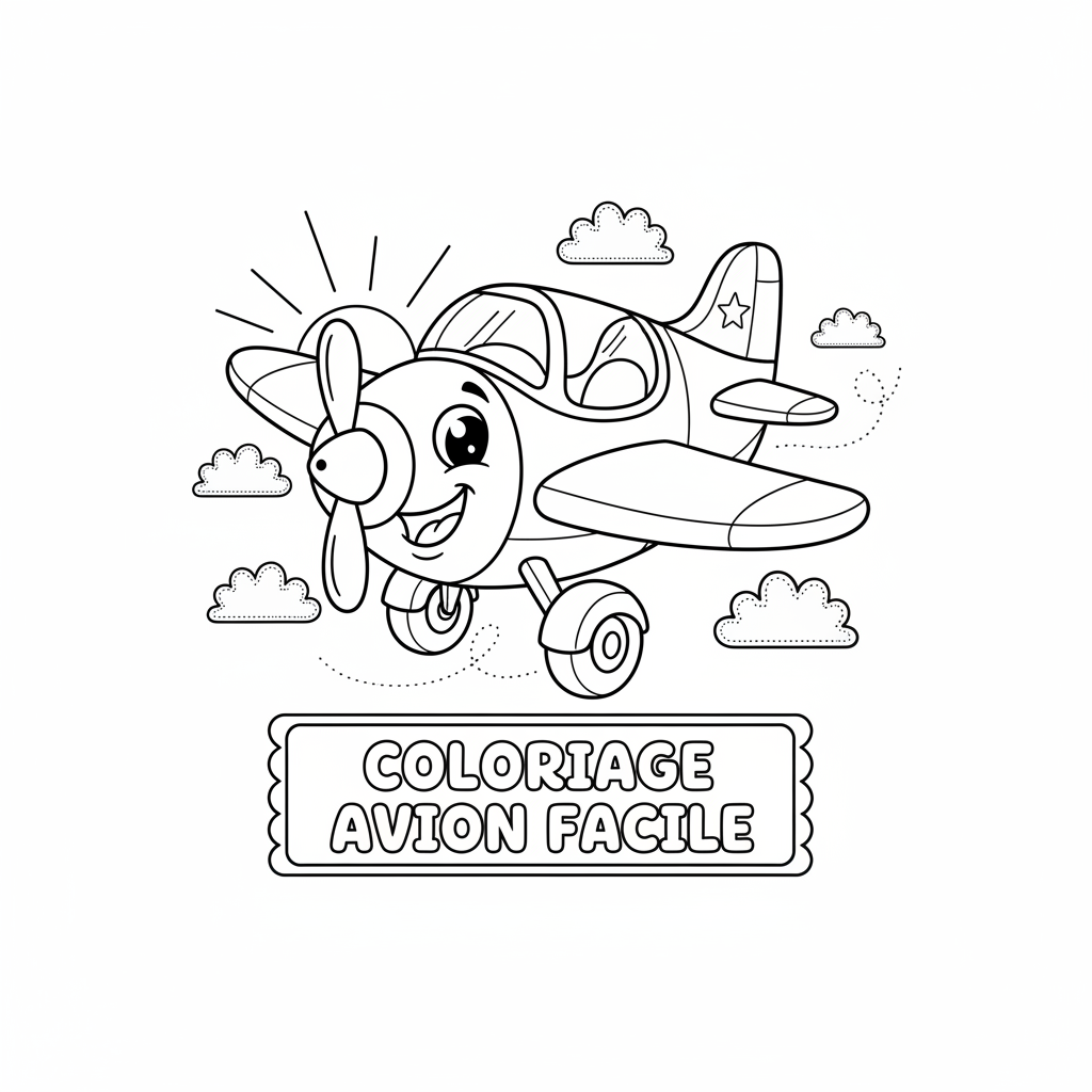 Coloriage coloriage avion facile 2