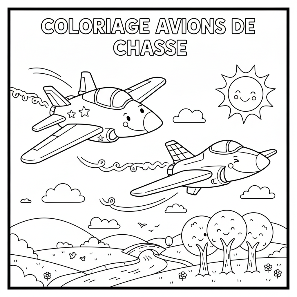 Coloriage coloriage avions de chasse 3