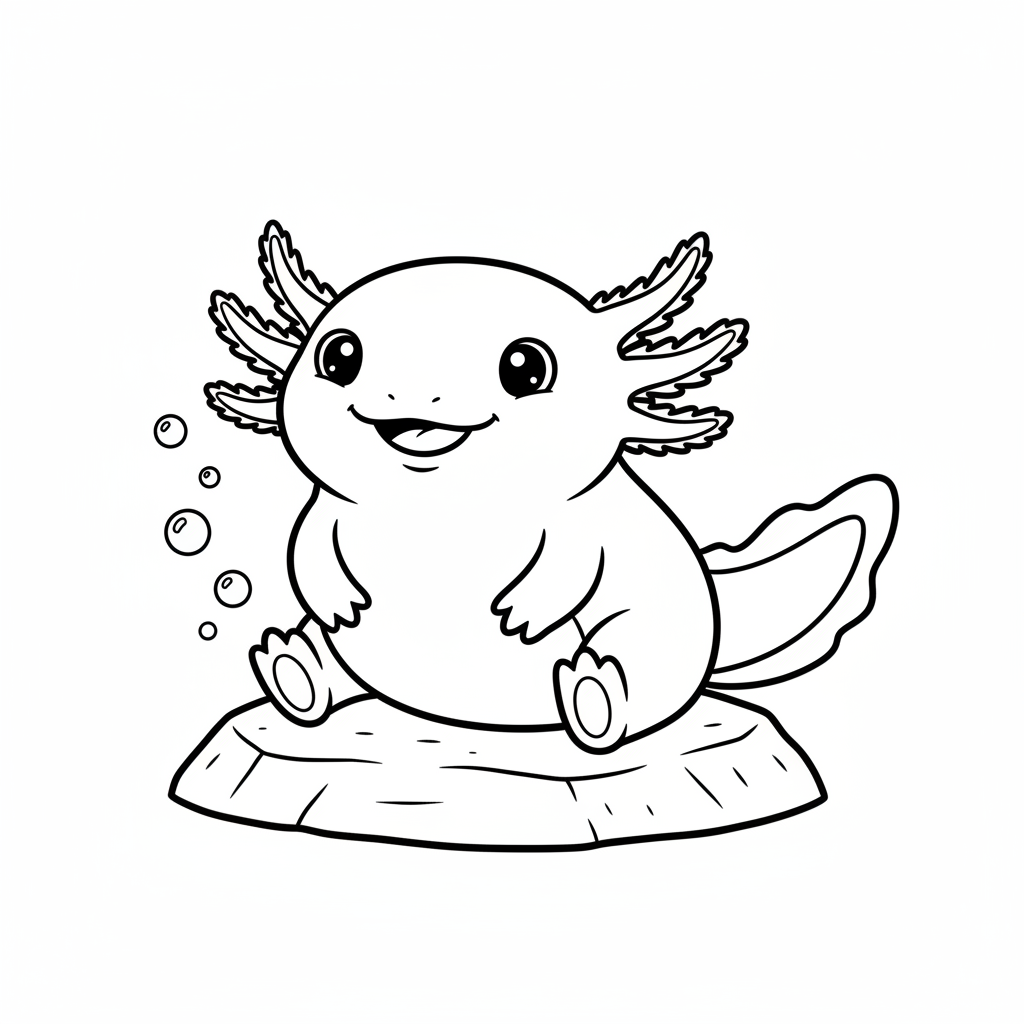Coloriage Axolotl Gratuit à Imprimer pour Enfants
