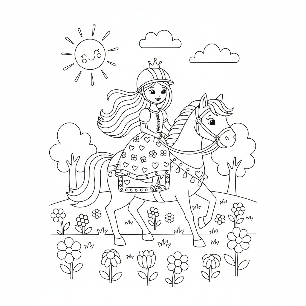 Coloriage coloriage barbie cheval