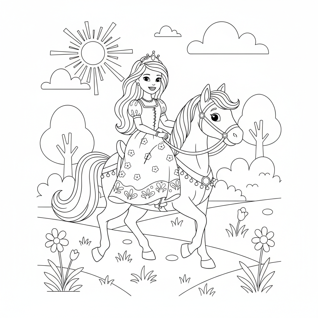 Coloriage coloriage barbie cheval 3