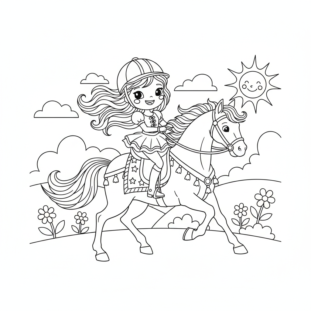 Coloriage coloriage barbie cheval 5
