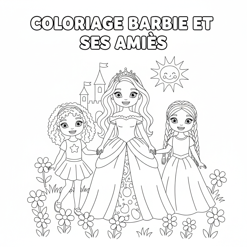 Coloriage coloriage barbie et ses amies
