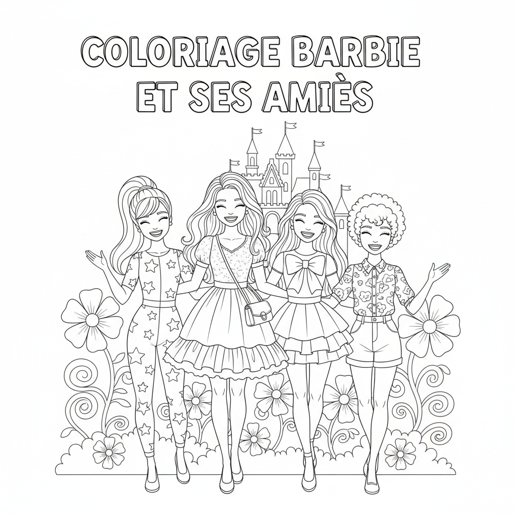 Coloriage coloriage barbie et ses amies 2