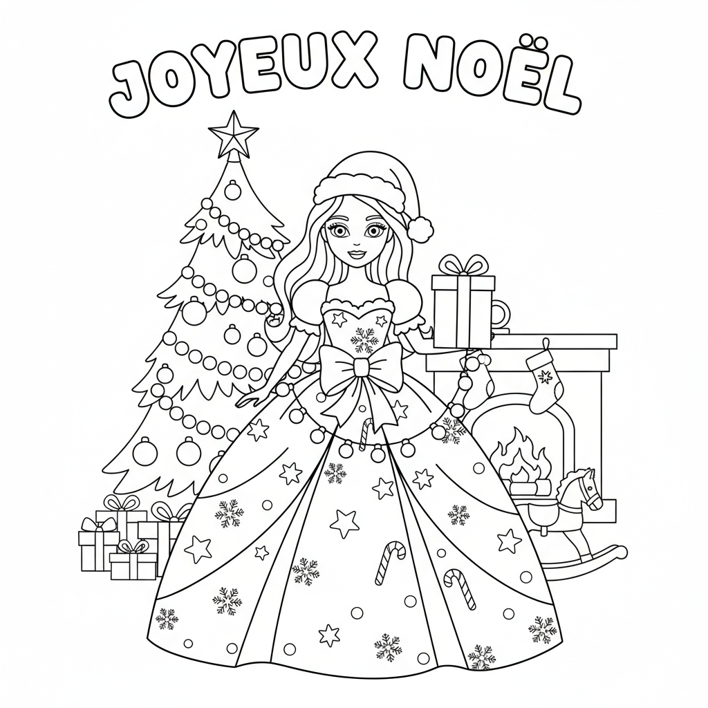 Coloriage coloriage barbie noel