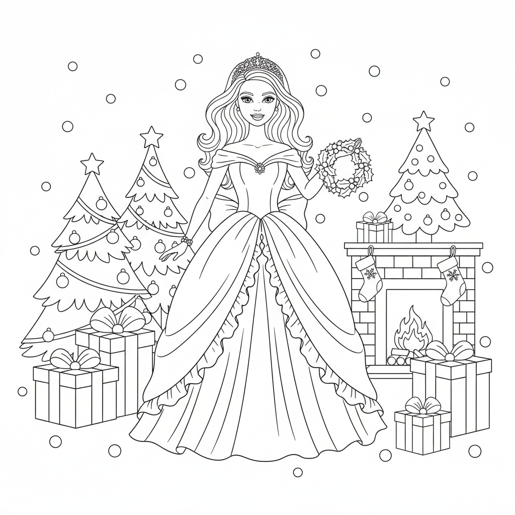 Coloriage coloriage barbie noel 2