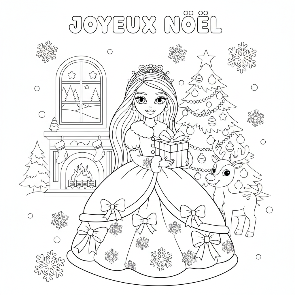 Coloriage coloriage barbie noel 3