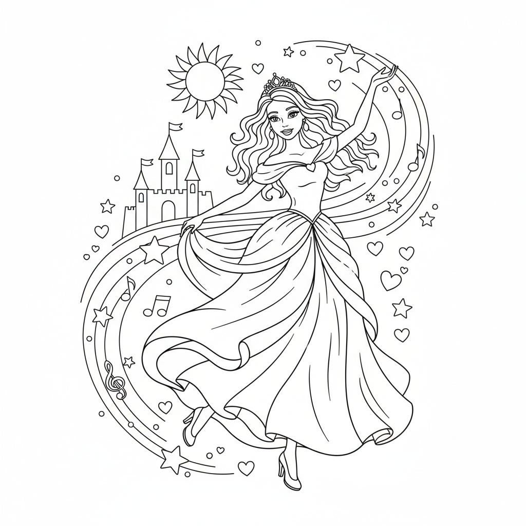 Coloriage coloriage barbie princesse 5