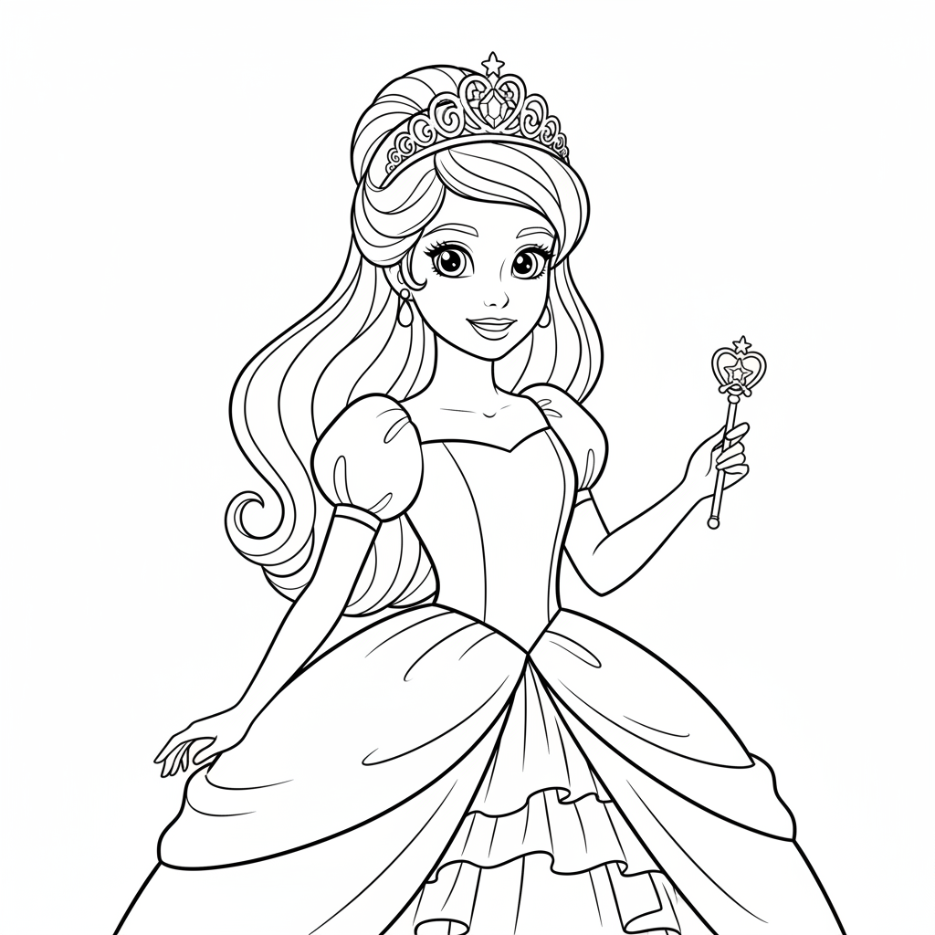 Coloriage coloriage barbie princesse à imprimer 4