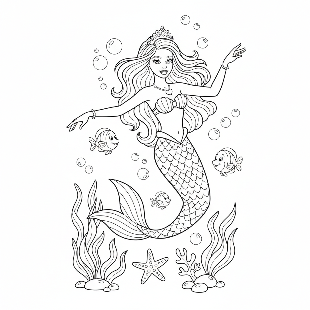 Coloriage coloriage barbie sirene 5
