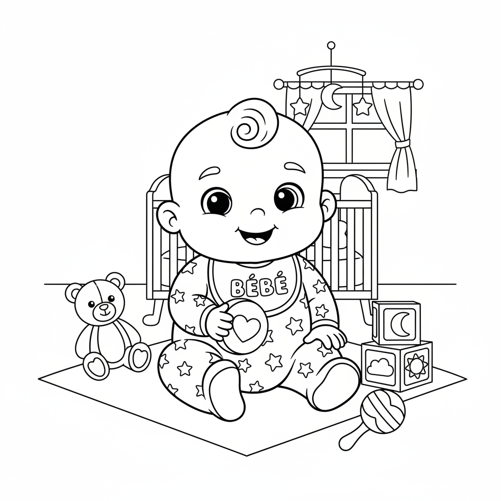 Coloriage Bébé Gratuit à Imprimer pour les Enfants