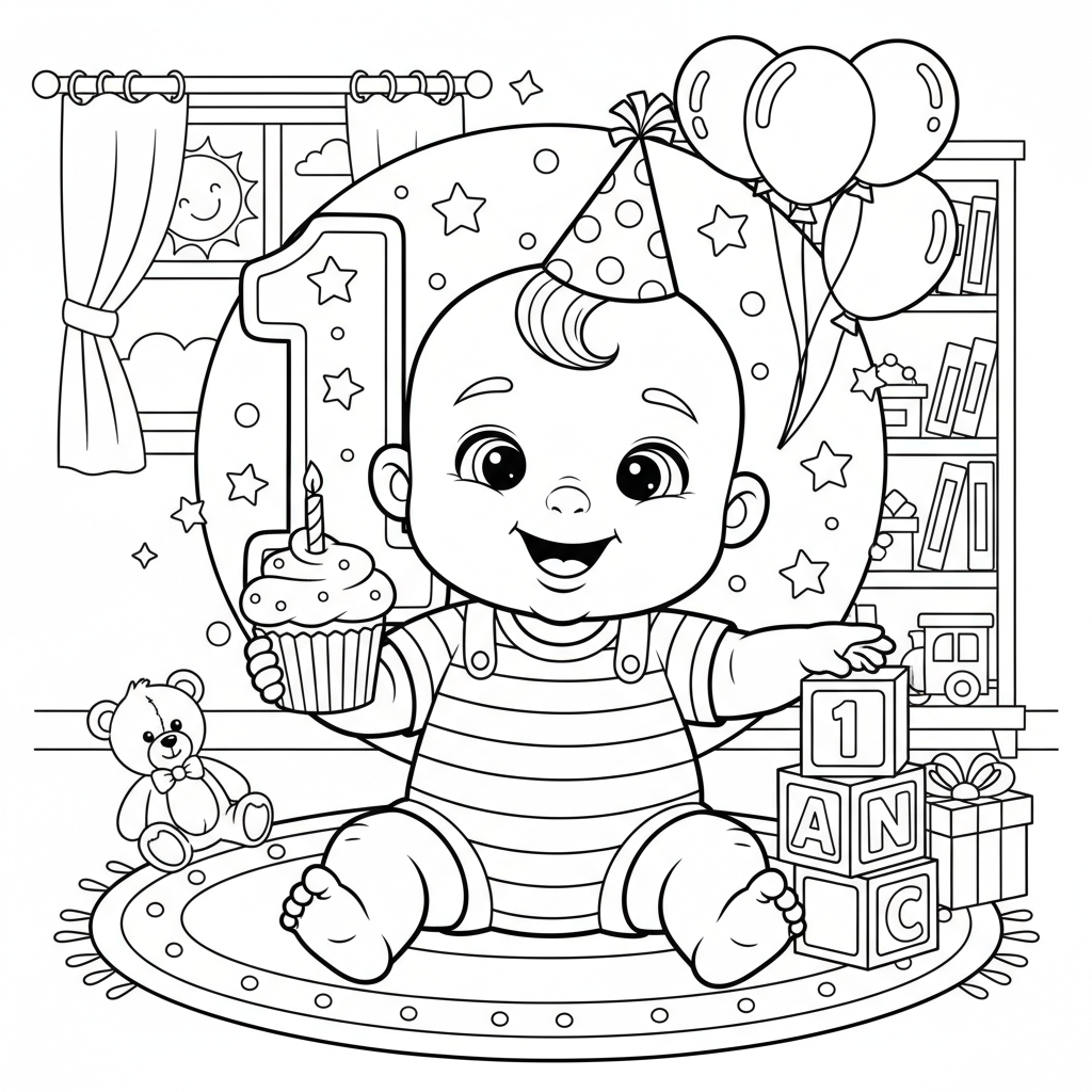 Coloriage coloriage bebe 1 an 2