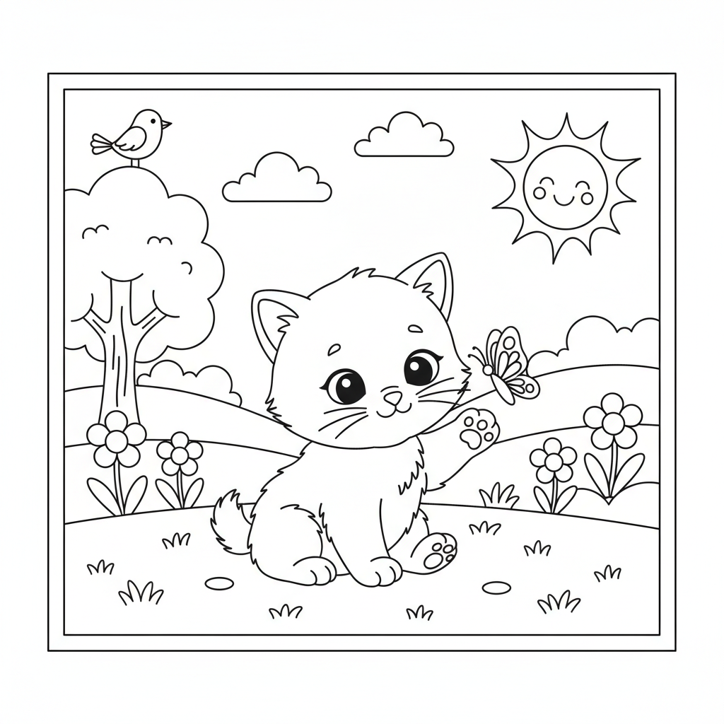 Coloriage coloriage bebe chat 3