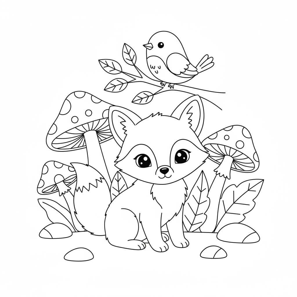 Coloriage coloriage bébé renard 2