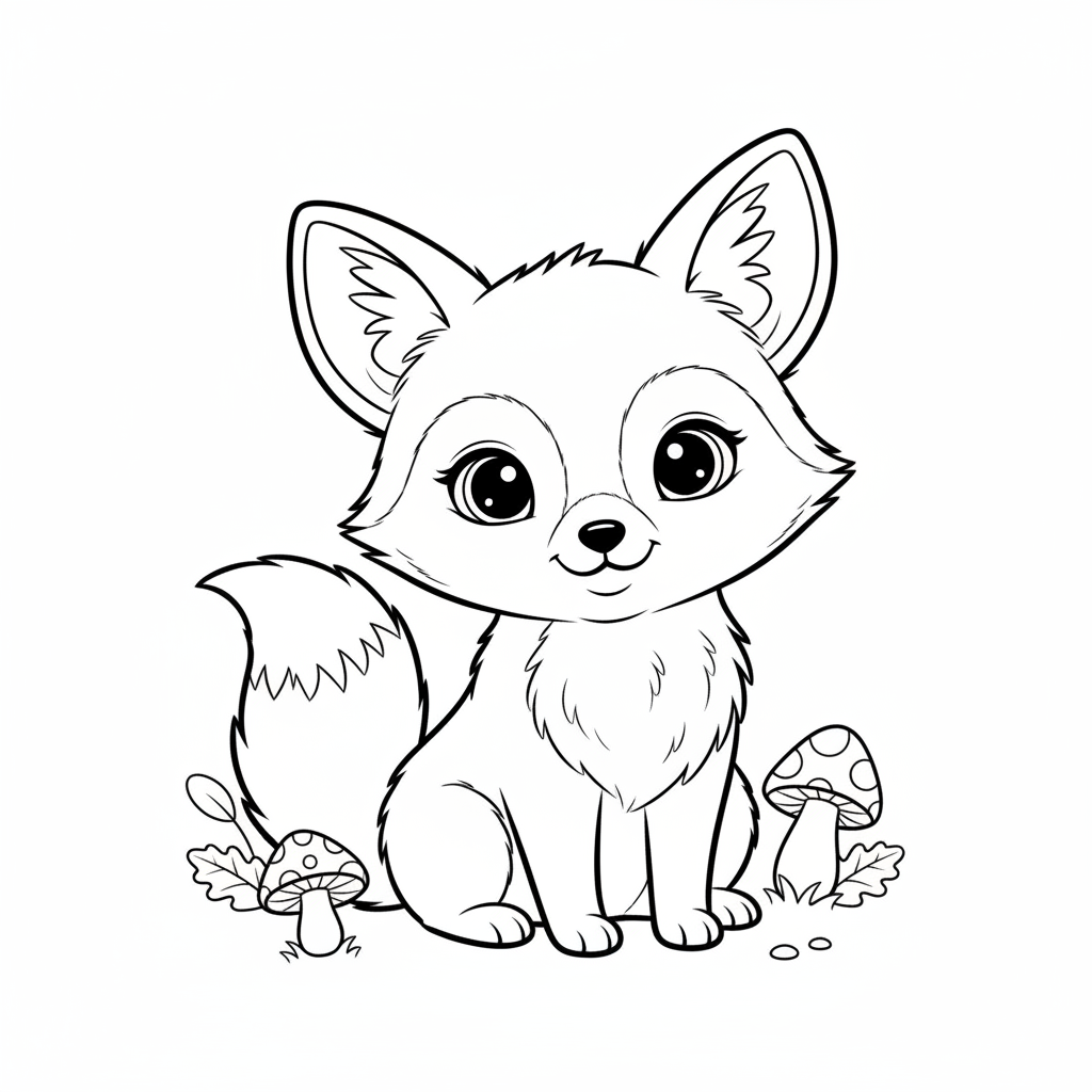 Coloriage coloriage bébé renard 4