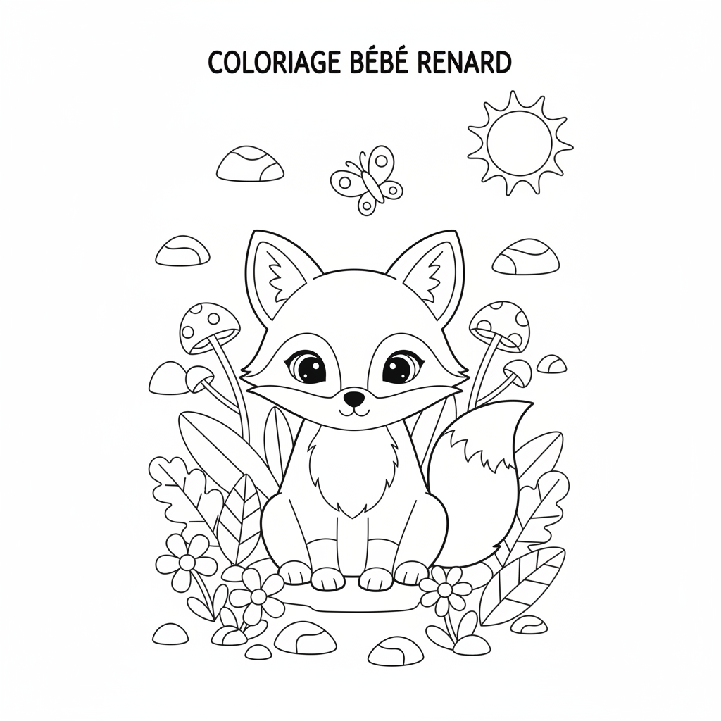 Coloriage coloriage bebe renard 3
