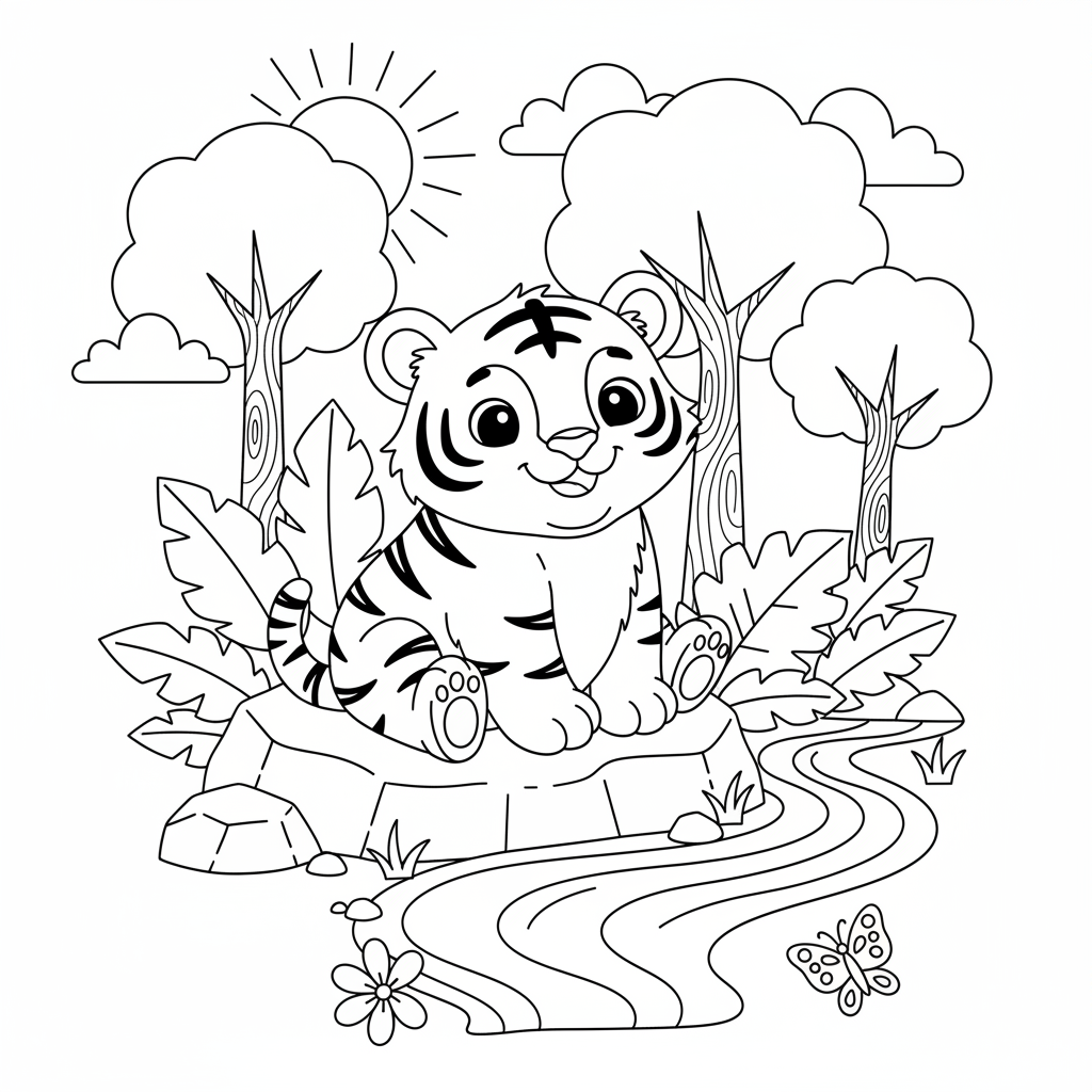 Coloriage coloriage bebe tigre 3
