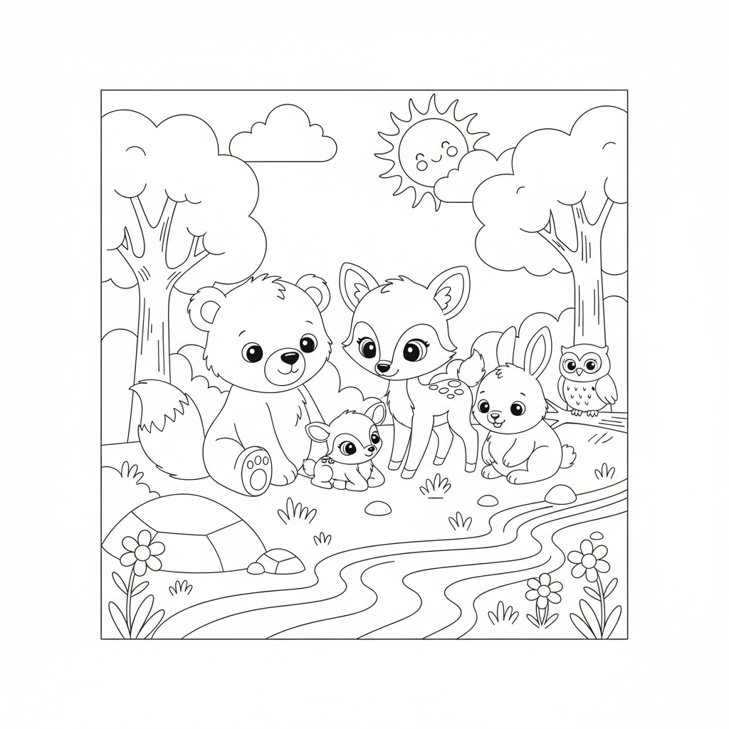 Coloriage coloriage bébés animaux 3