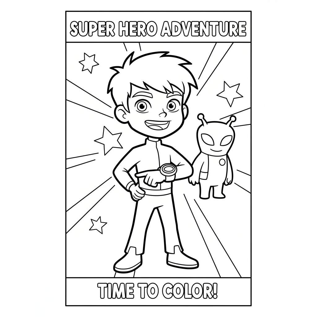 Coloriage Ben 10 Gratuit à Imprimer pour les Enfants
