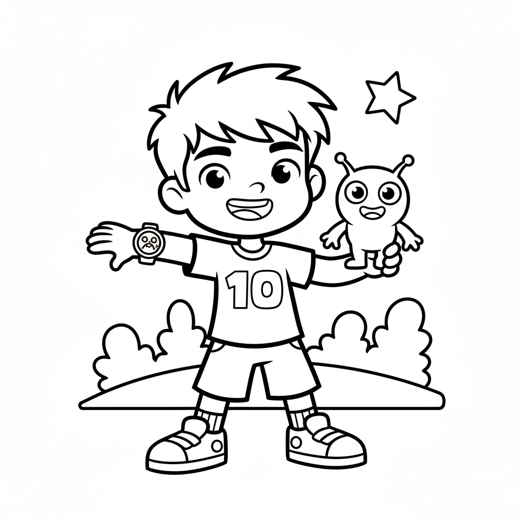 Coloriage Ben Ten Gratuit à Imprimer pour les Enfants