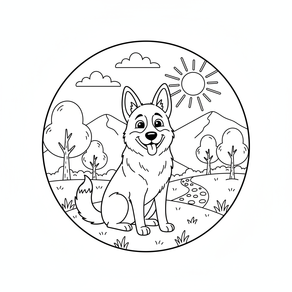 Coloriage coloriage berger allemand 3