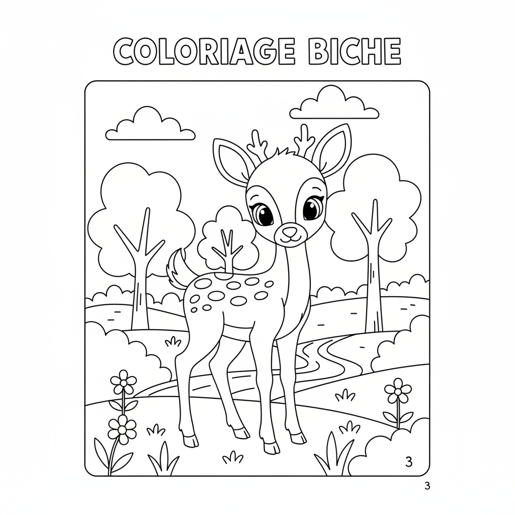 Coloriage coloriage biche 3