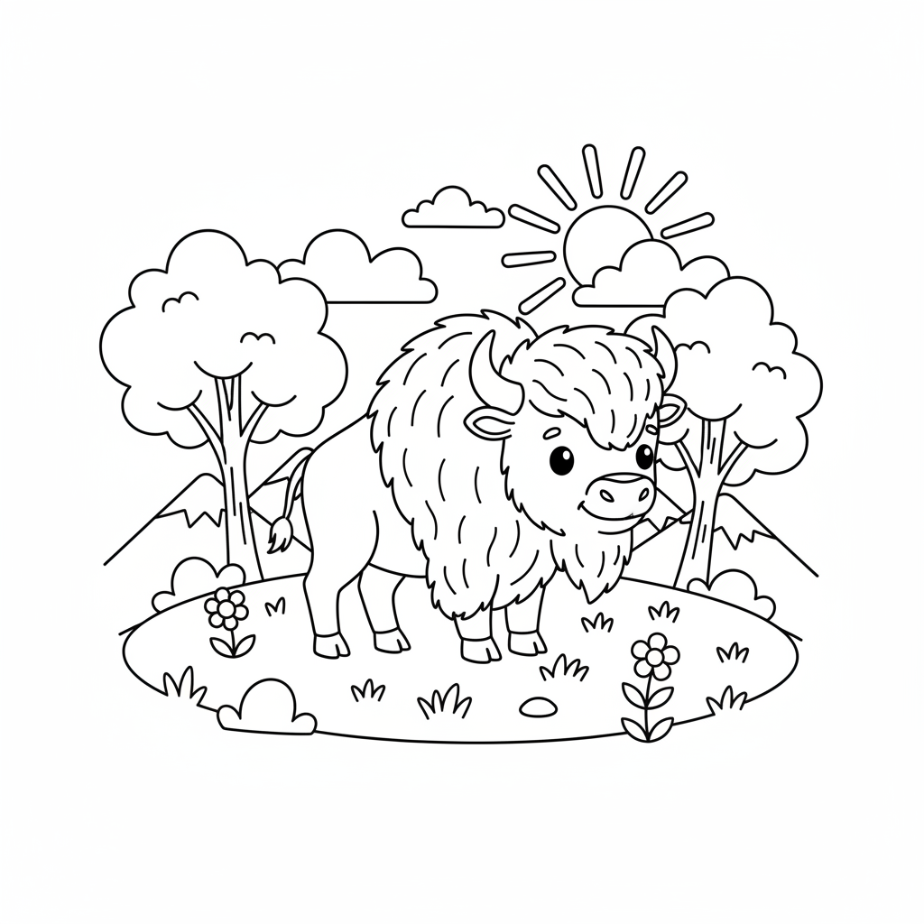 Coloriage coloriage bison 3