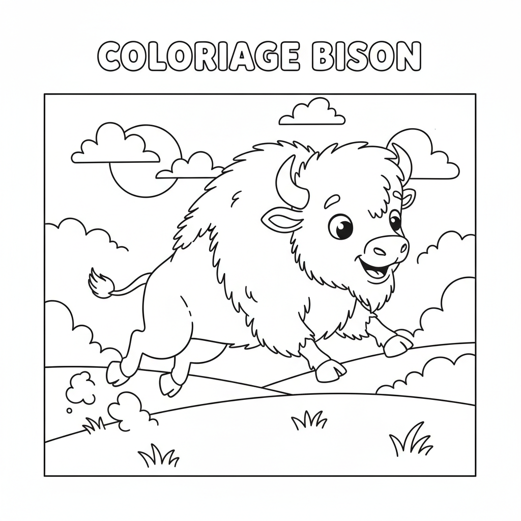 Coloriage coloriage bison 5