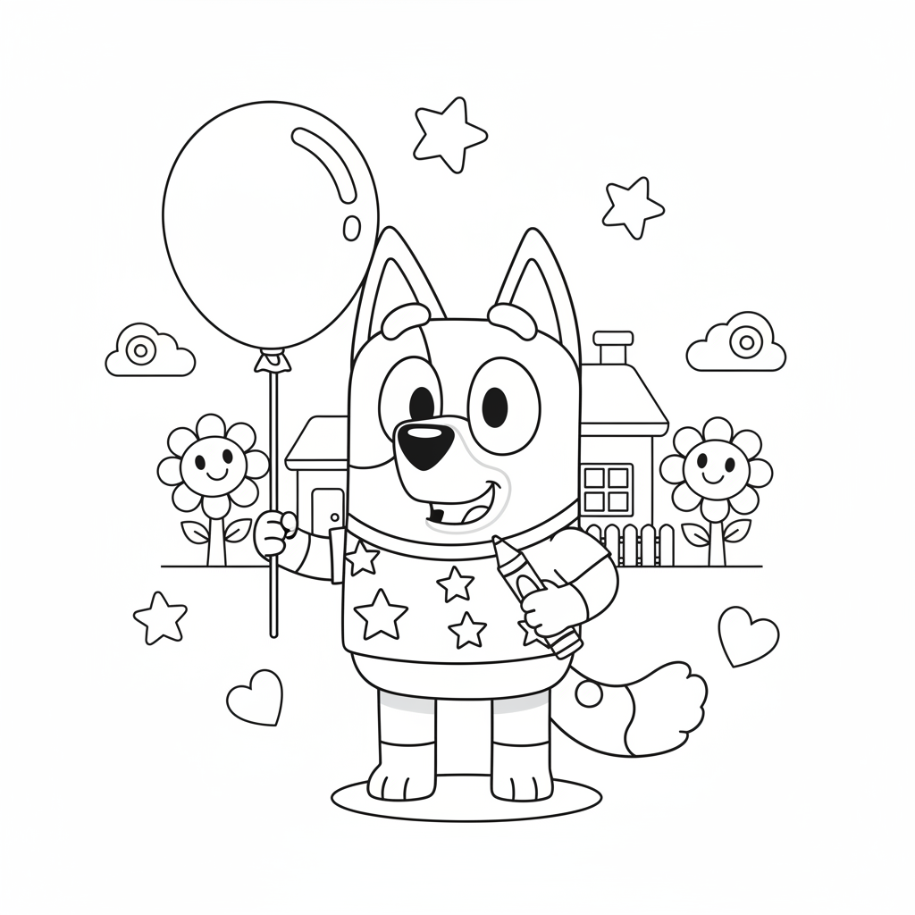Coloriage Bluey Gratuit à Imprimer pour Enfants