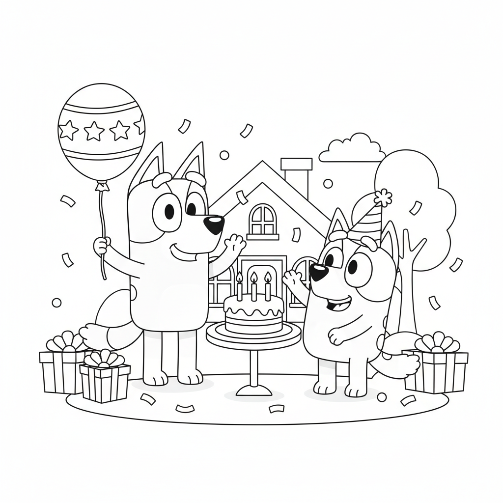 Coloriage coloriage bluey et bingo 2
